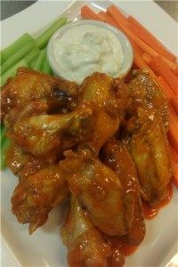 Buffalo wings with a Sriracha butter sauce